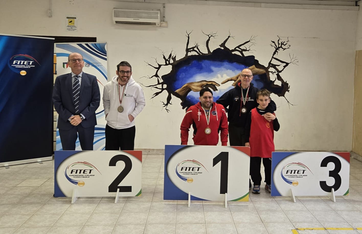 Torneo nazionale paralimpico a Roma 25 26 gennaio 2025 podio del singolare maschile assoluto di classe 6