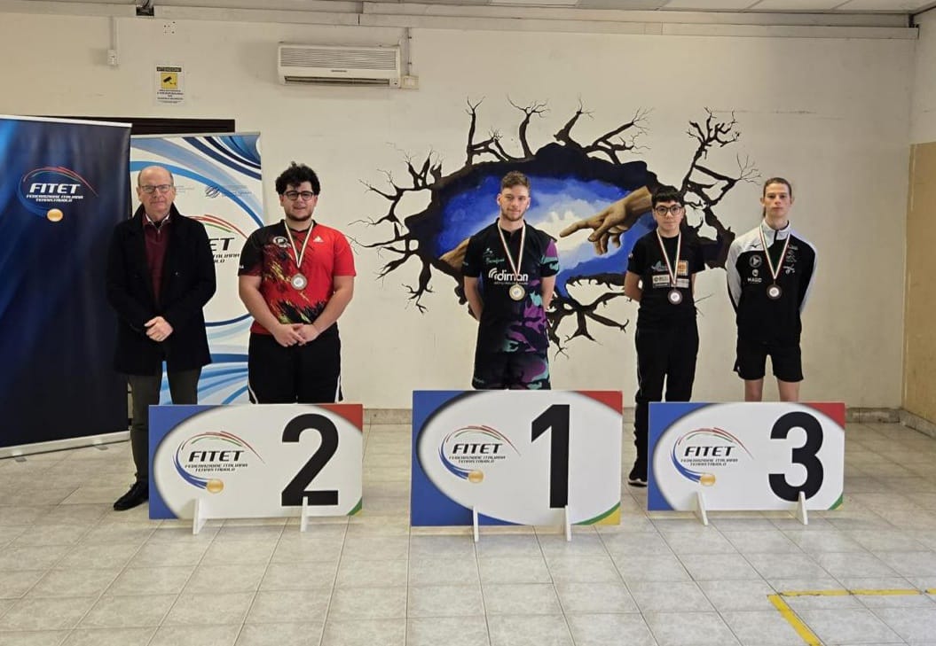 Torneo nazionale paralimpico a Roma 25 26 gennaio 2025 podio del singolare maschile giovanile di classe 6 10