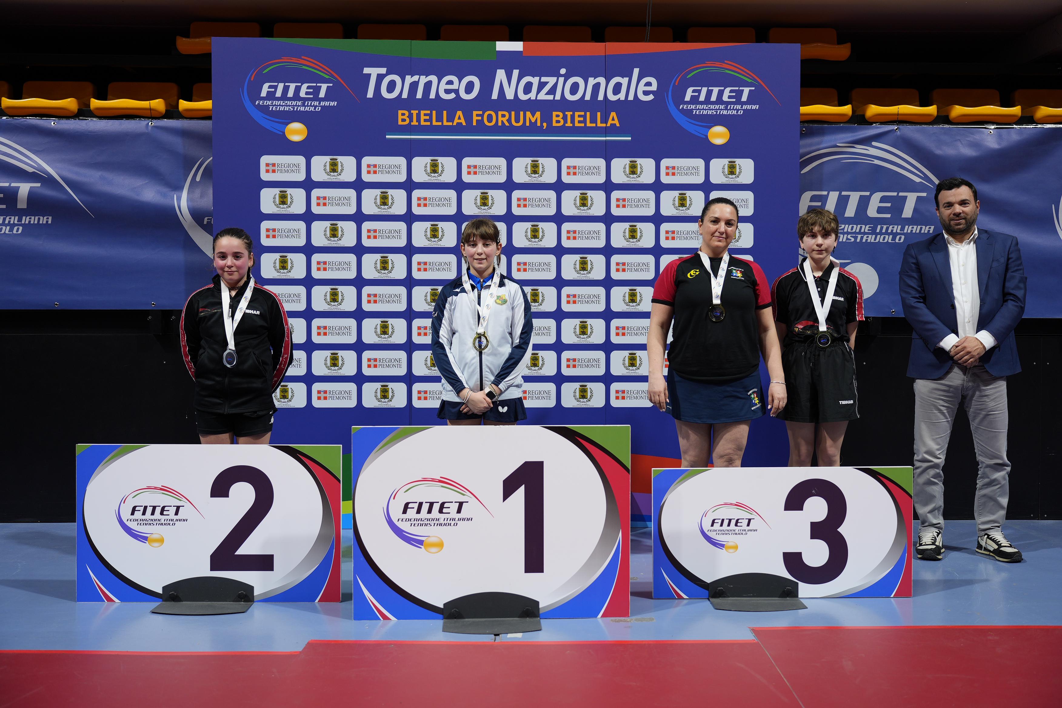 Torneo nazionali di Biella 15 17 marzo 2024 podio del singolare femminile di quinta categoria