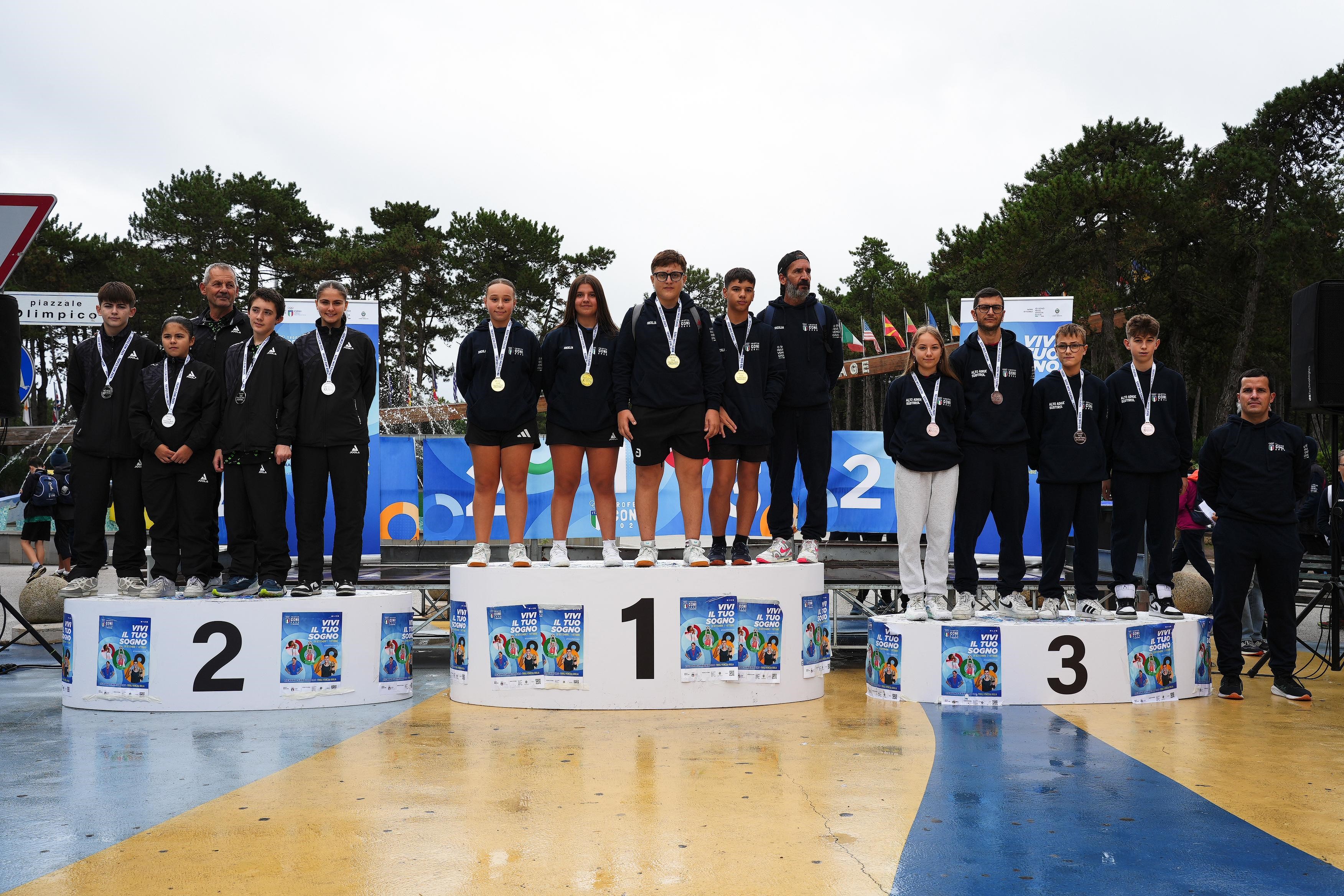 Trofeo CONI 2025 podio della gara a squadre miste