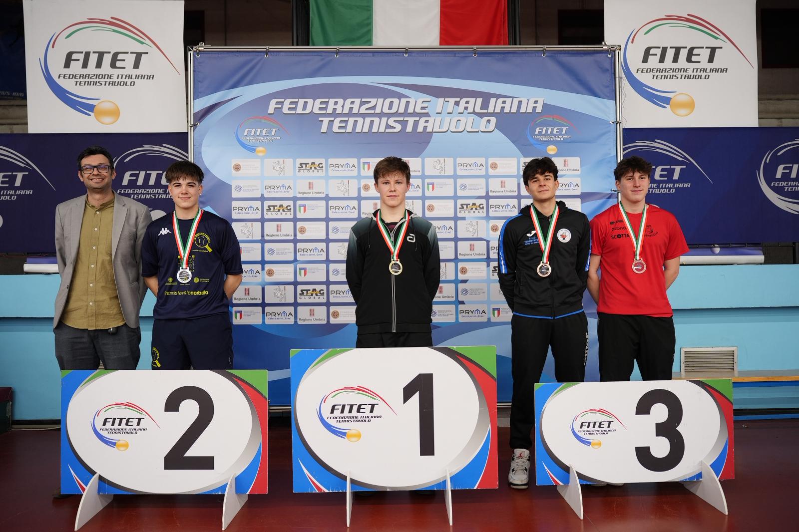 Trofeo Pryma torneo nazionale giovanile 22 25 gennaio 2026 a Terni podio del singolare maschile Under 19