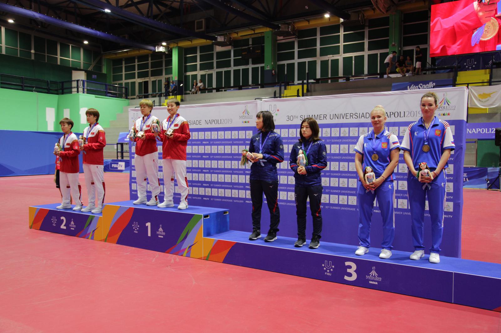 Universiadi Napoli 2019 podio doppio femminile
