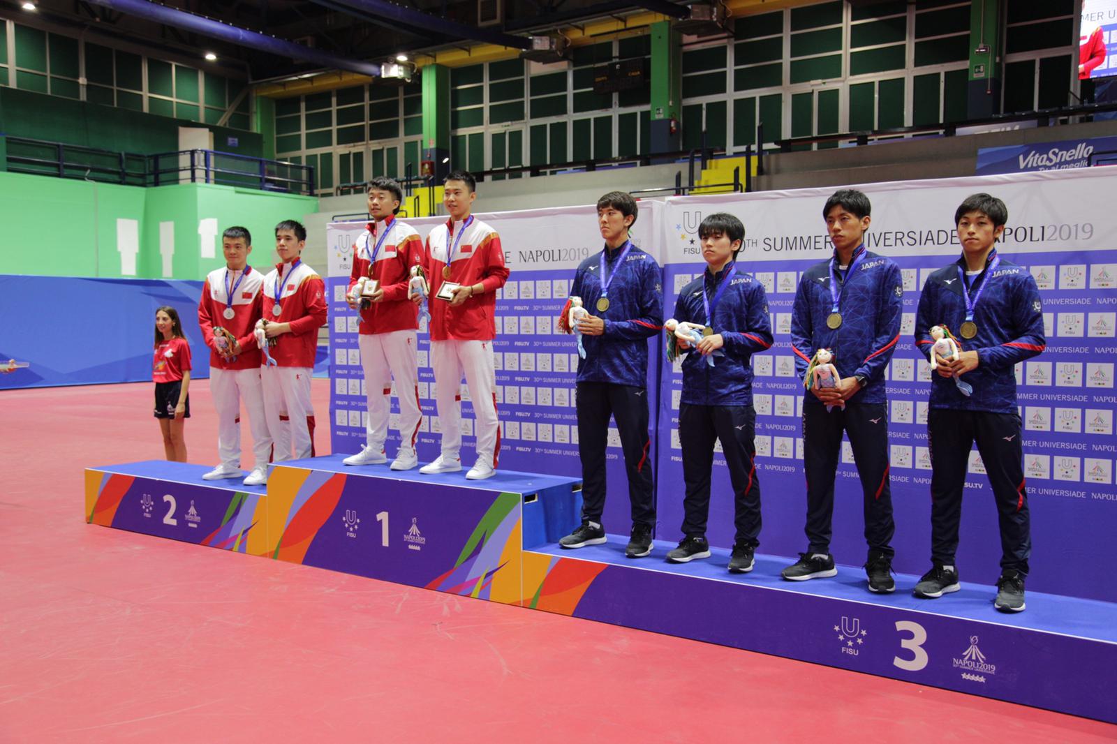 Universiadi Napoli 2019 podio doppio maschile