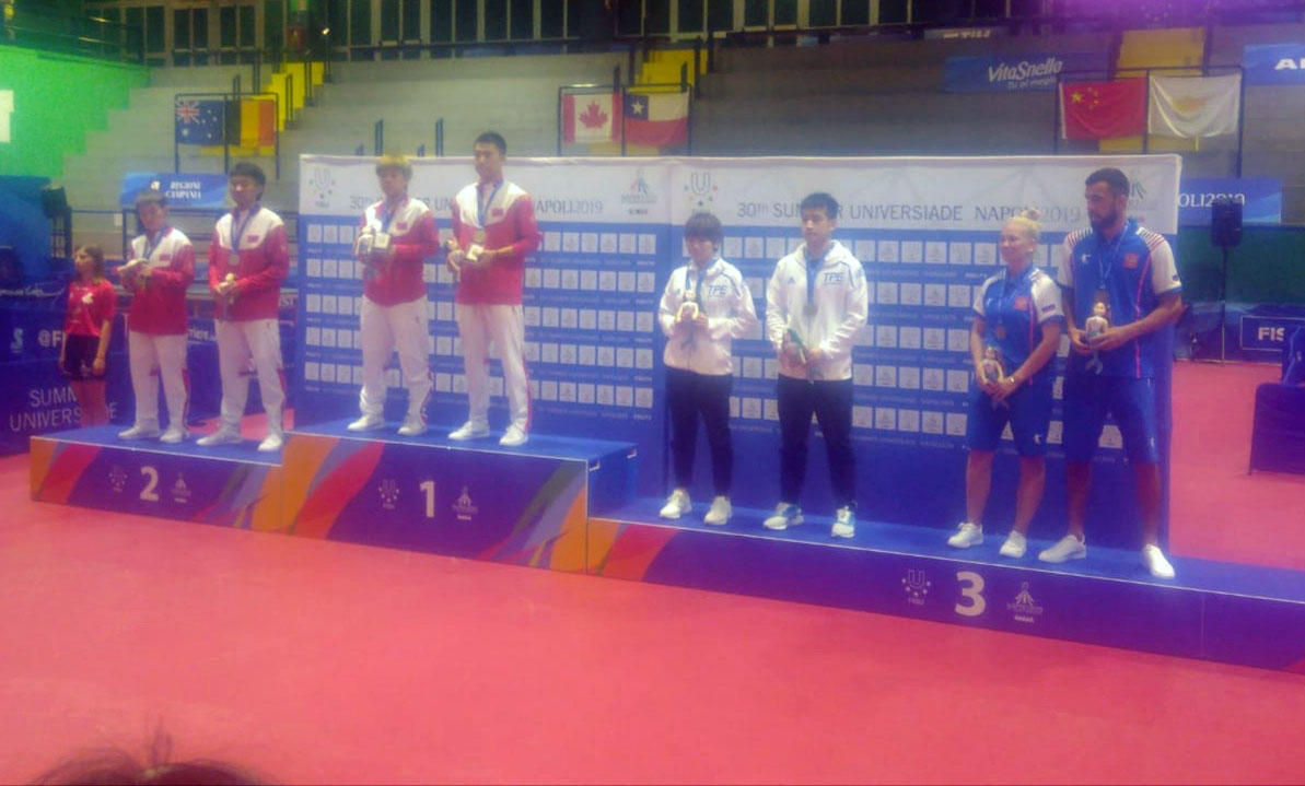 Universiadi Napoli 2019 podio doppio misto