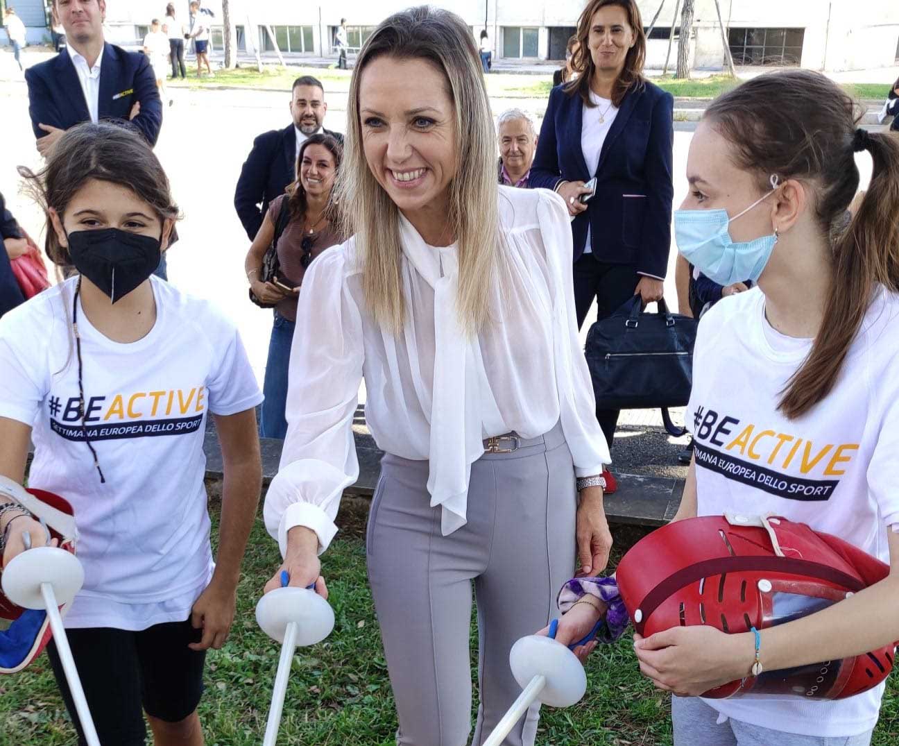 Valentina Vezzali al Multisport Village del Parco del Foro Italico per la Settimana Europea dello Sport 2021