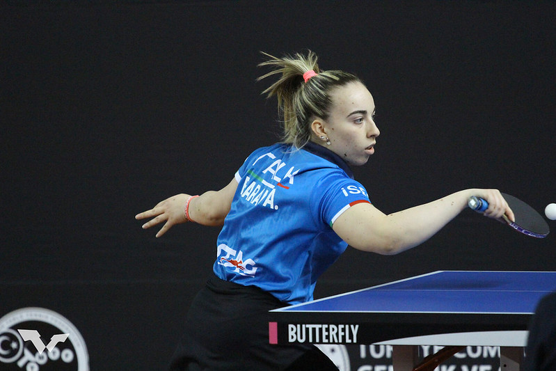 WTT Feeder Antalya 2023 Arianna Barani in azione di rovescio