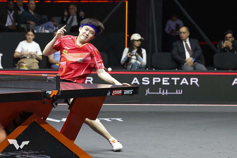 WTT Finals Men Doha 2023 Wang Chuqin in azione