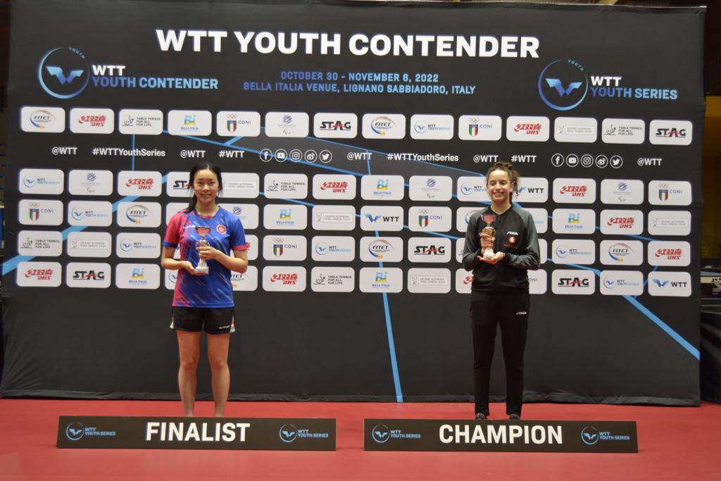 WTT Youth Contender Lignano 2022 podio singolare femminile Under 19 Hana Goda e Ng Wing Lam