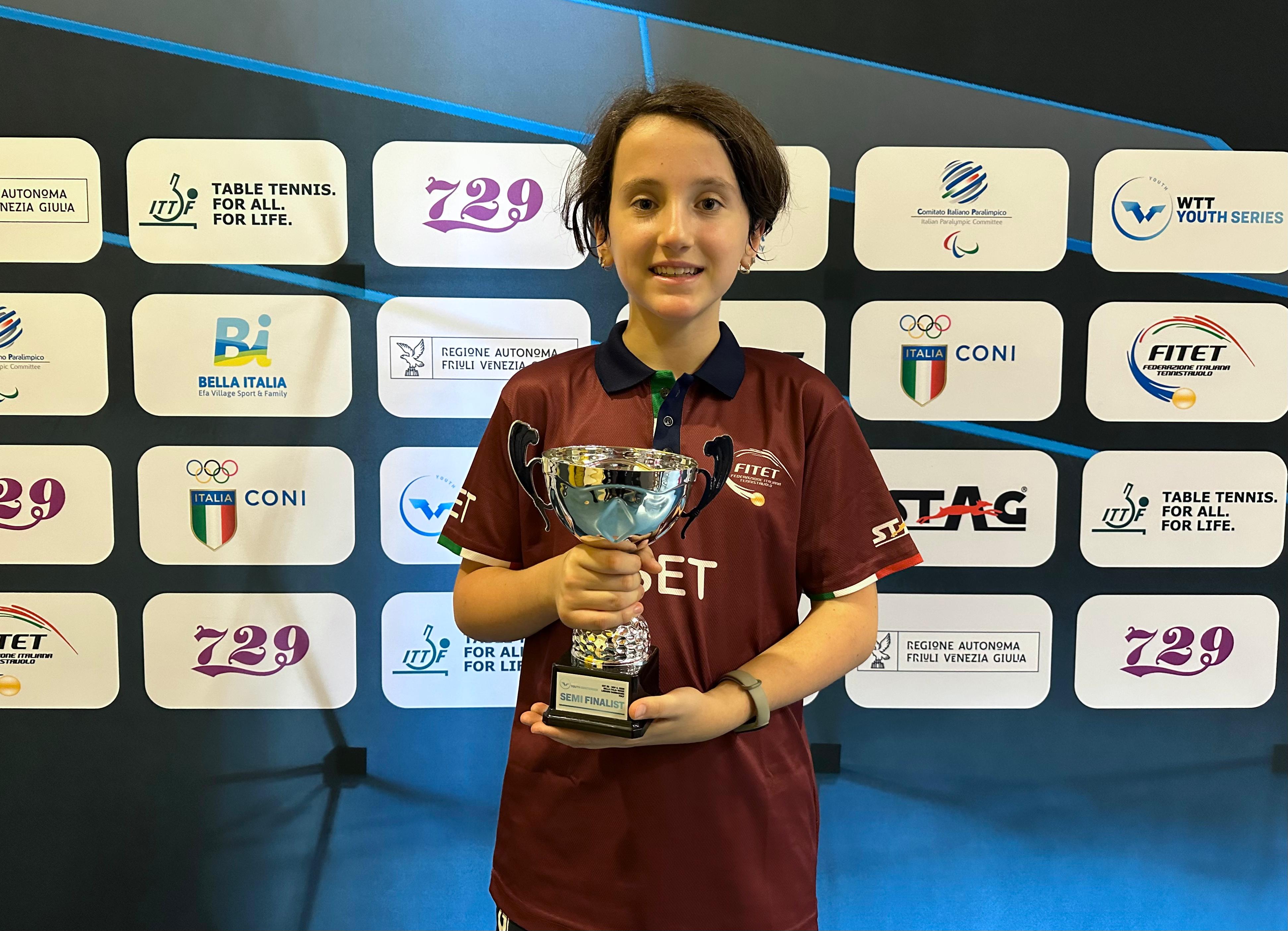 WTT Youth Contender Lignano 2023 Claudia Bertolini terza nel singolare Under 11