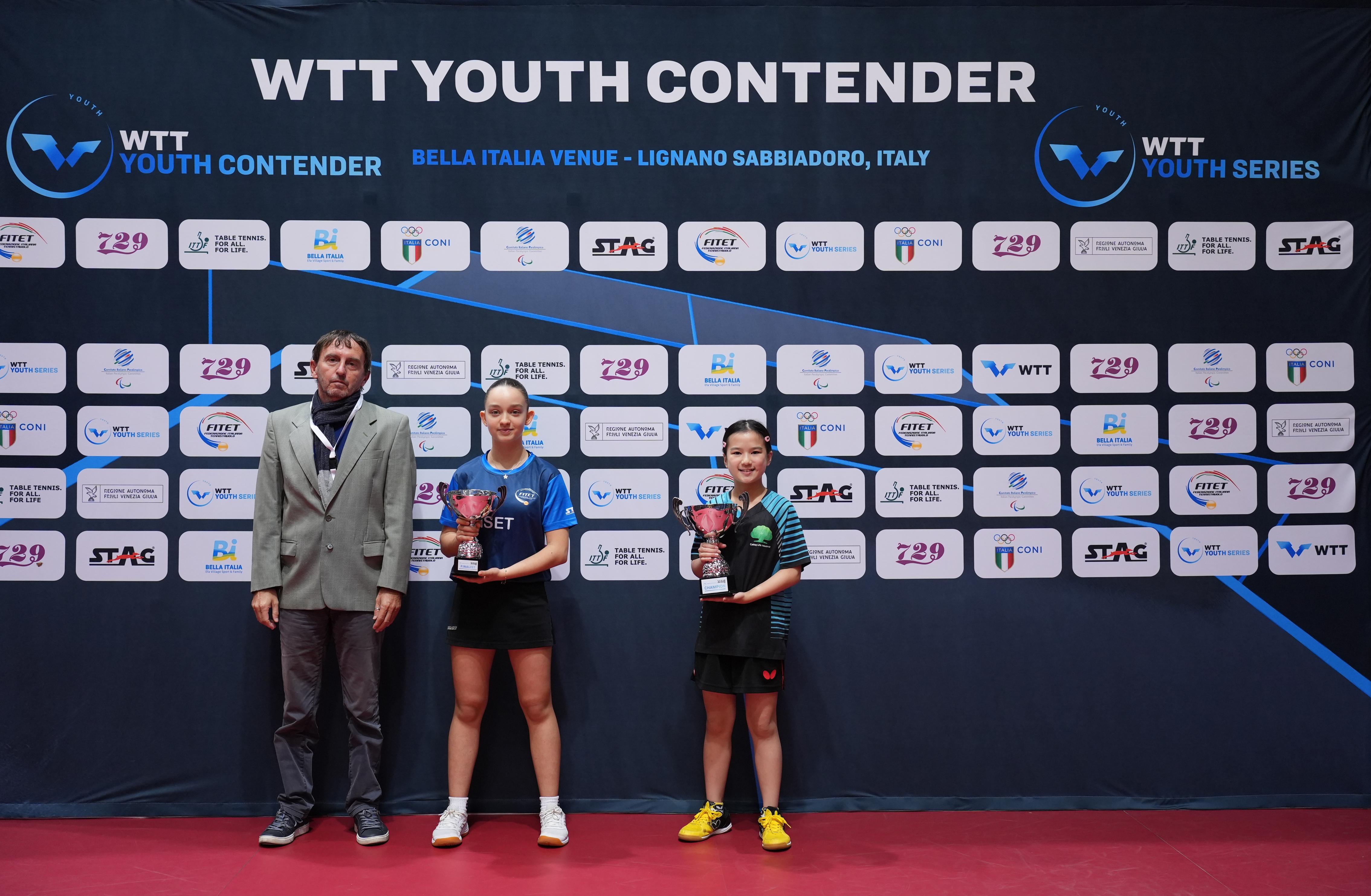 WTT Youth Contender Lignano 2023 podio del singolare femminile Under 13
