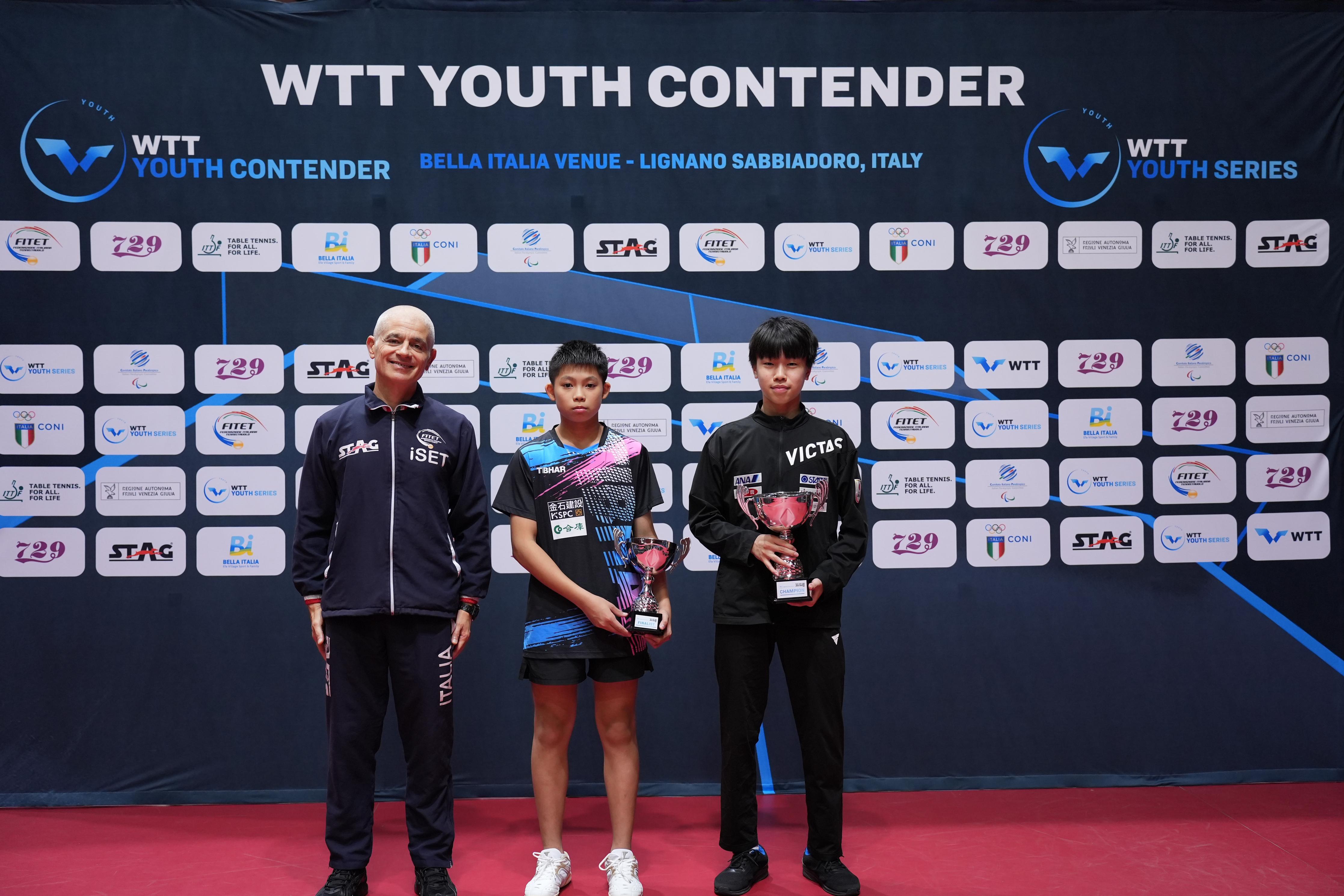 WTT Youth Contender Lignano 2023 podio del singolare maschile Under 15