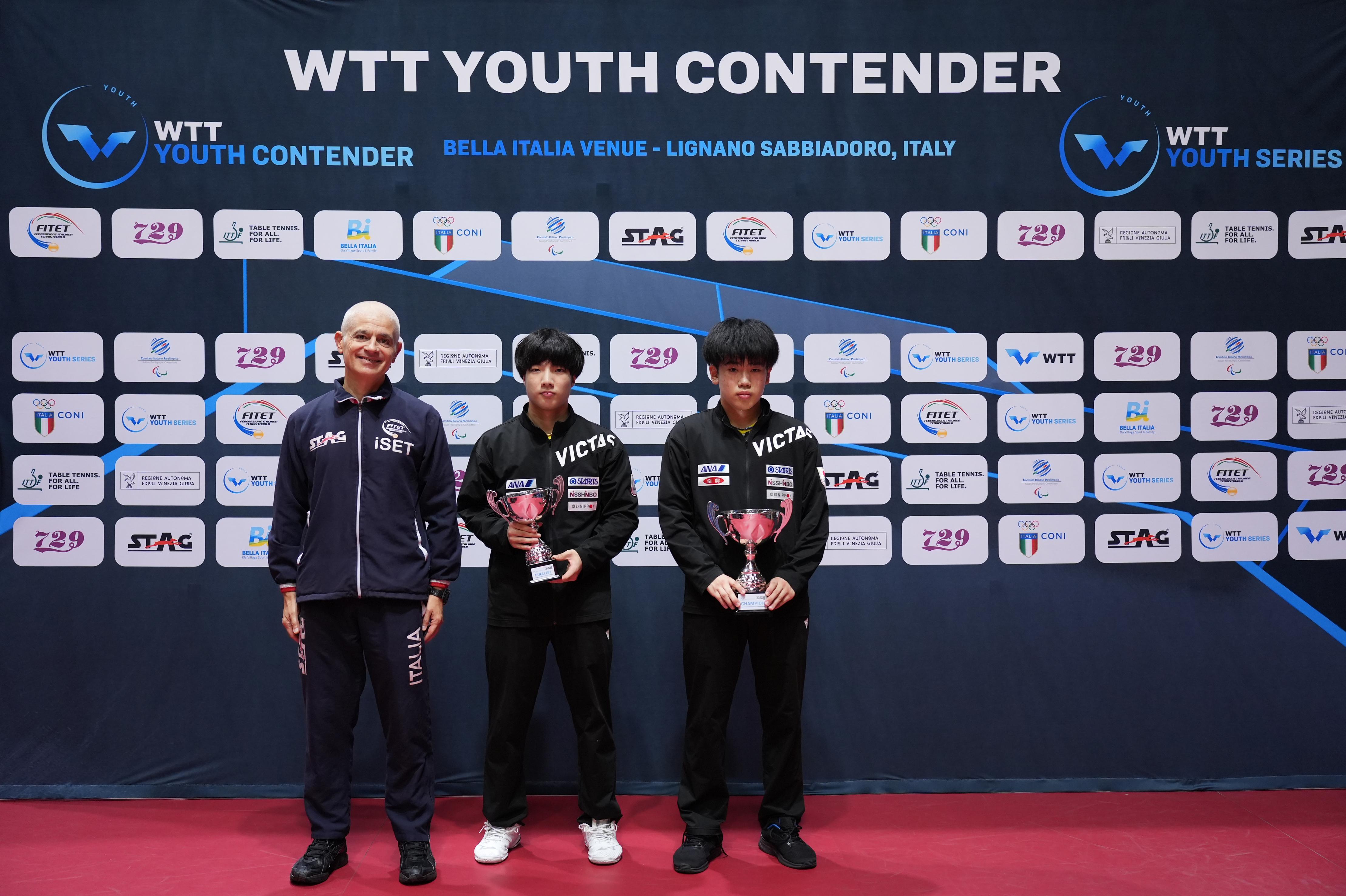 WTT Youth Contender Lignano 2023 podio del singolare maschile Under 19