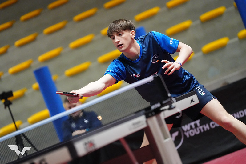 WTT Youth Contender Lignano 2024 Jacopo Cipriano in azione di rovescio