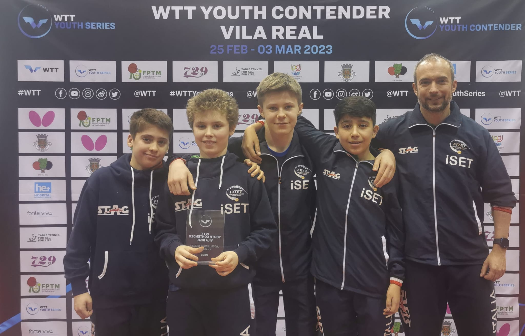 WTT Youth Contender Vila Real 2023 Danilo Faso vincitore del singolare Under 15 e il resto della squadra