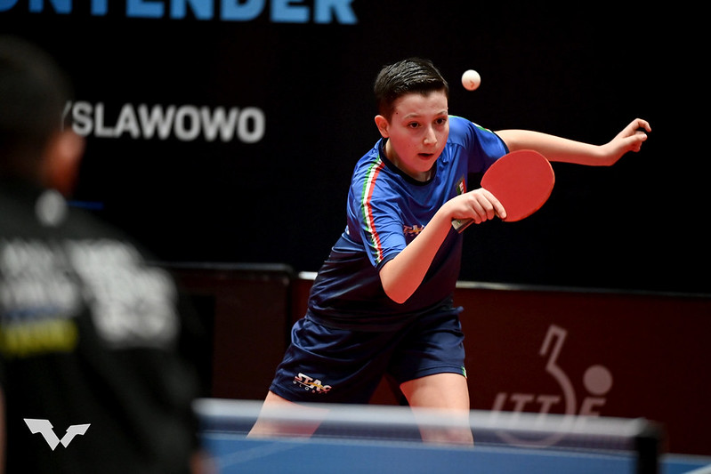 WTT Youth Contender Wladyslawowo 2026 Pietro Campagna in azione di rovescio