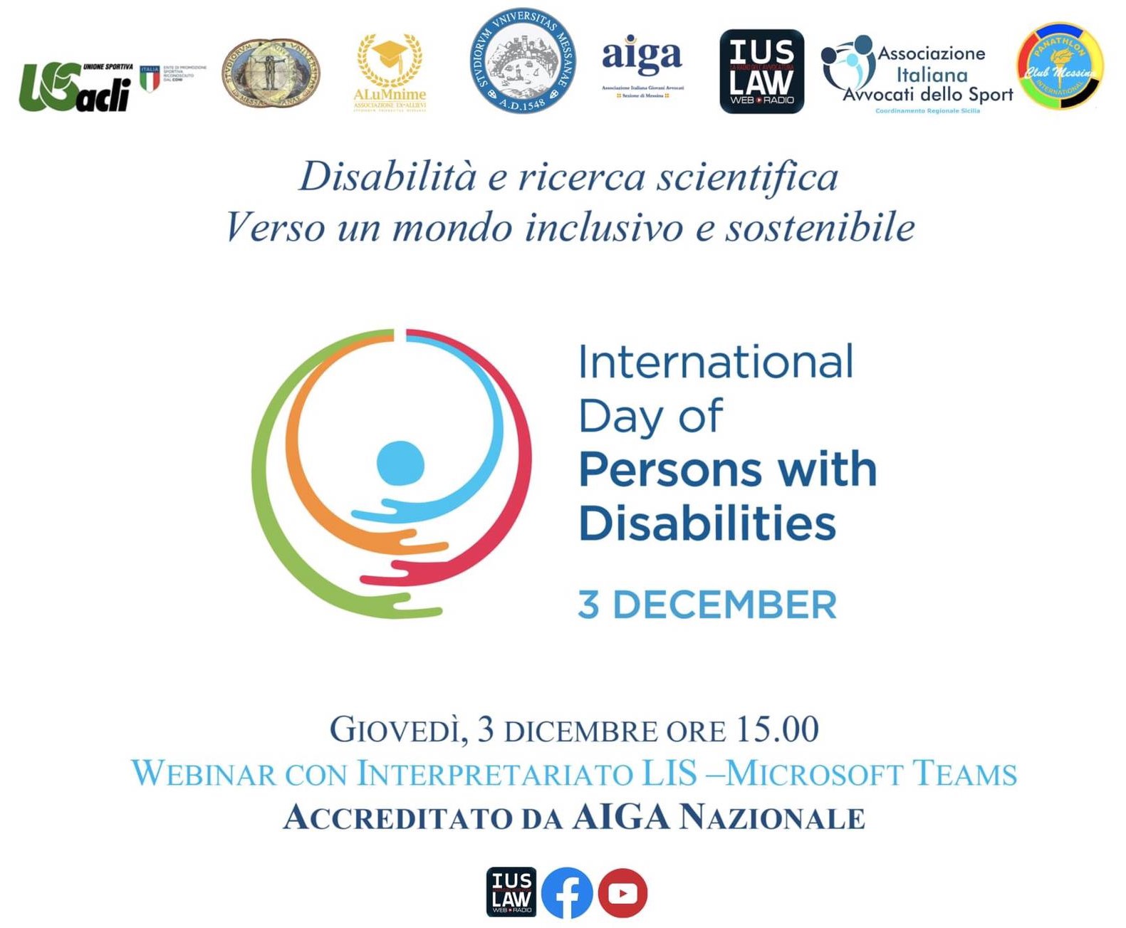 Webinar su Disabilità e ricerca scientifica 3 dicembre 2020