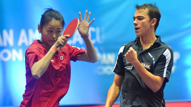 Zhang Mo e Hugo Calderano 2018
