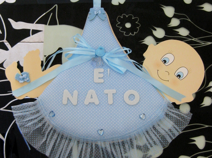 coccarda fiocco nascita per bambino e nato